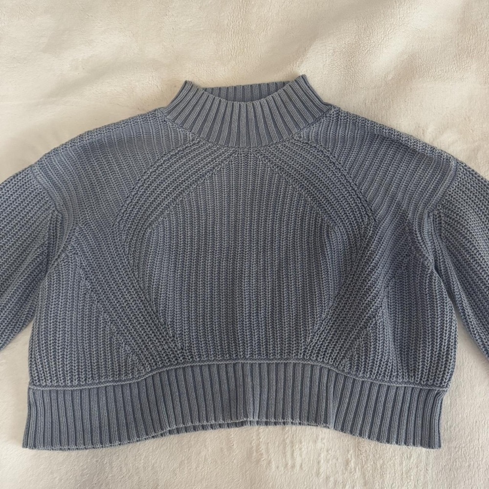 Aeropostale Dusty Blue Cropped Mockneck Sweater